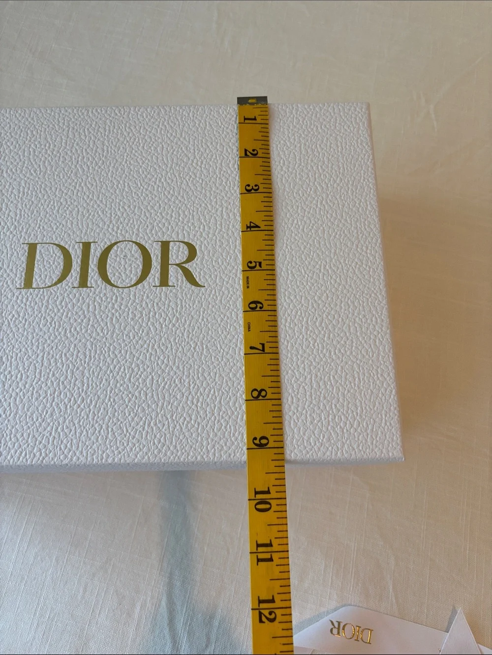 Dior White Gift Box with Gold Logo and Ribbon